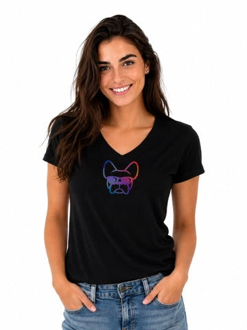 T-shirt con scollo a V, Ettore sfumato