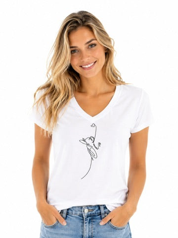 T-shirt con scollo a V, Ettore cuoricino