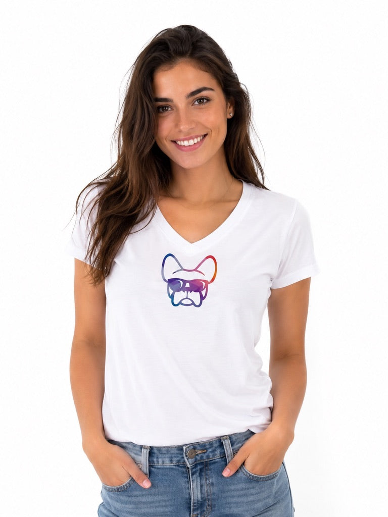 T-shirt con scollo a V, Ettore sfumato